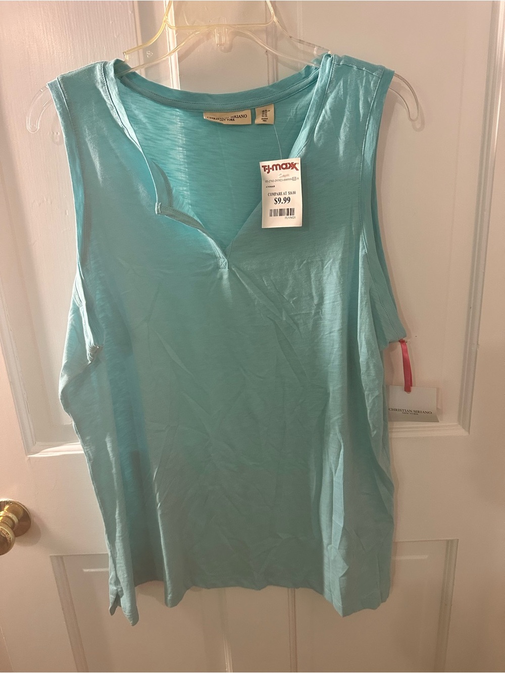 Christian Siriano Sleeveless Tank Top in Aqua Blue
